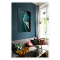 Exotic Bird Portrait Teal Orange Modern Art