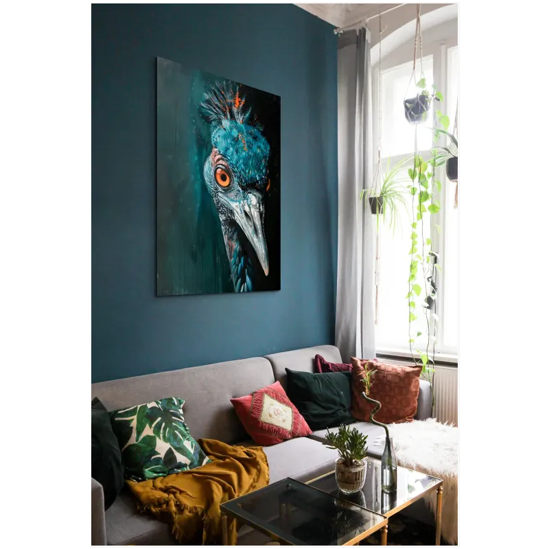 Exotic Bird Portrait Teal Orange Modern Art
