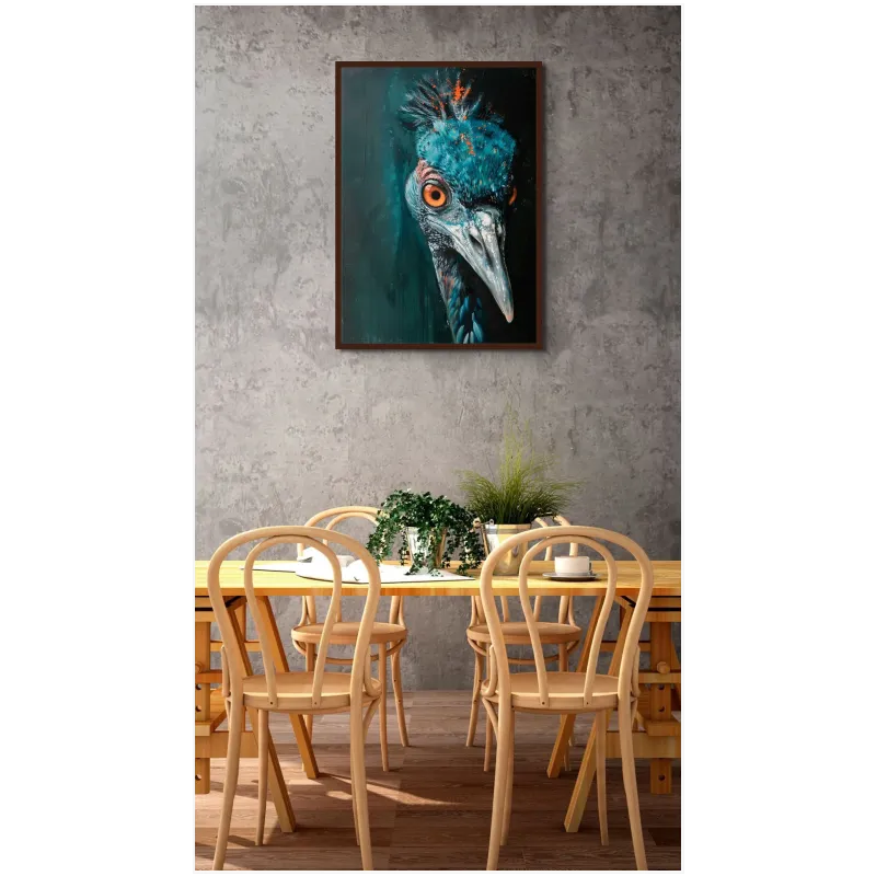 Exotic Bird Portrait Teal Orange Modern Art