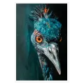 Exotic Bird Portrait Teal Orange Modern Art
