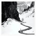 Mountain Winter Path Monochrome Landscape Canvas Print