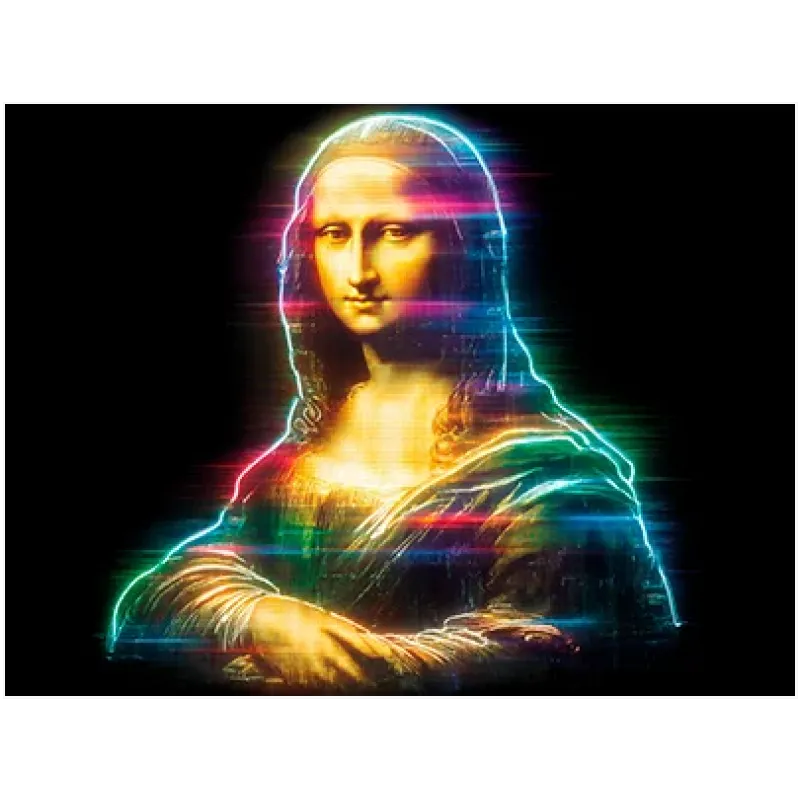 Πορτραίτο Μόνα Λίζα Neon Glitch Cyberpunk Πολύχρωμο