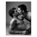 Sensual Male Kiss Black and White Portrait