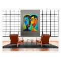 Abstract Cubist Portrait Vibrant Colorful Faces Art