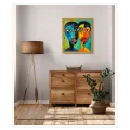 Abstract Cubist Portrait Vibrant Colorful Faces Art
