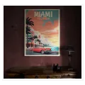 Retro Miami Travel Poster with Classic Car