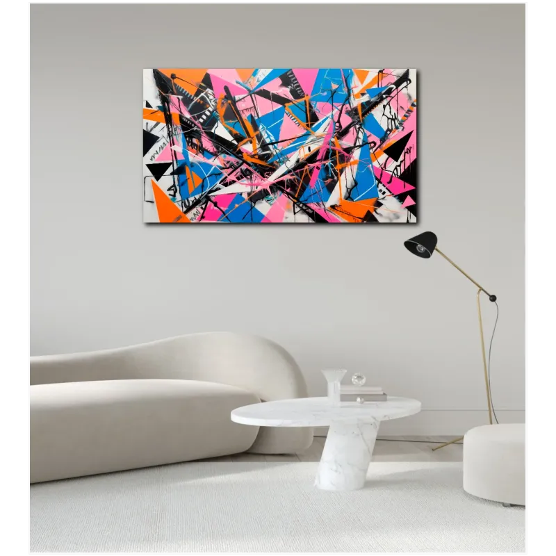Abstract Geometric Street Art Composition with Vibrant Colors