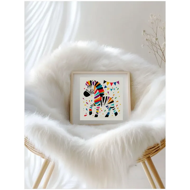 Colorful Zebra Whimsical Kids Wall Art Canvas