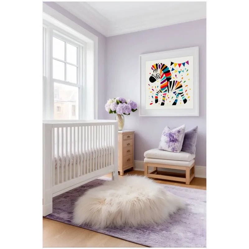 Colorful Zebra Whimsical Kids Wall Art Canvas