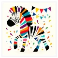 Colorful Zebra Whimsical Kids Wall Art Canvas