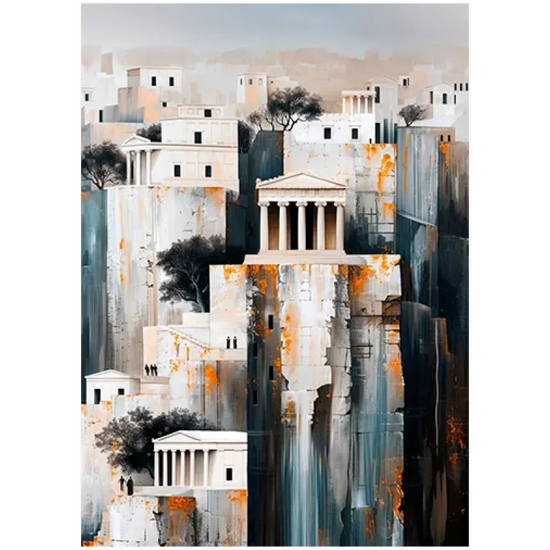 Αρχαία Ελληνική Αρχιτεκτονική Αφηρημένη Σύνθεση σε Γήινους Τόνους