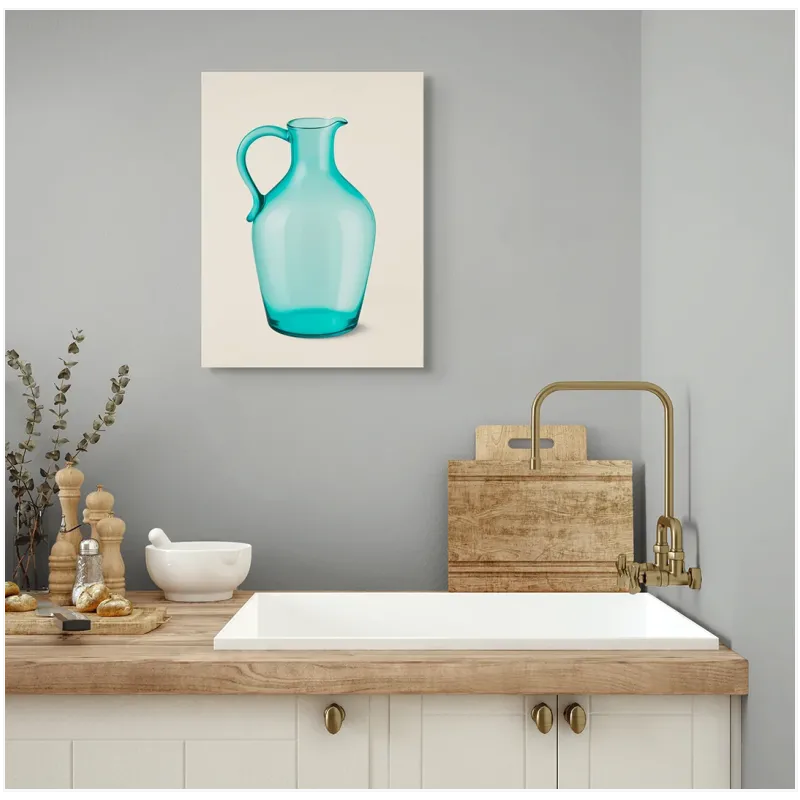 Γυάλινη Κανάτα Turquoise Minimalist Vintage Design