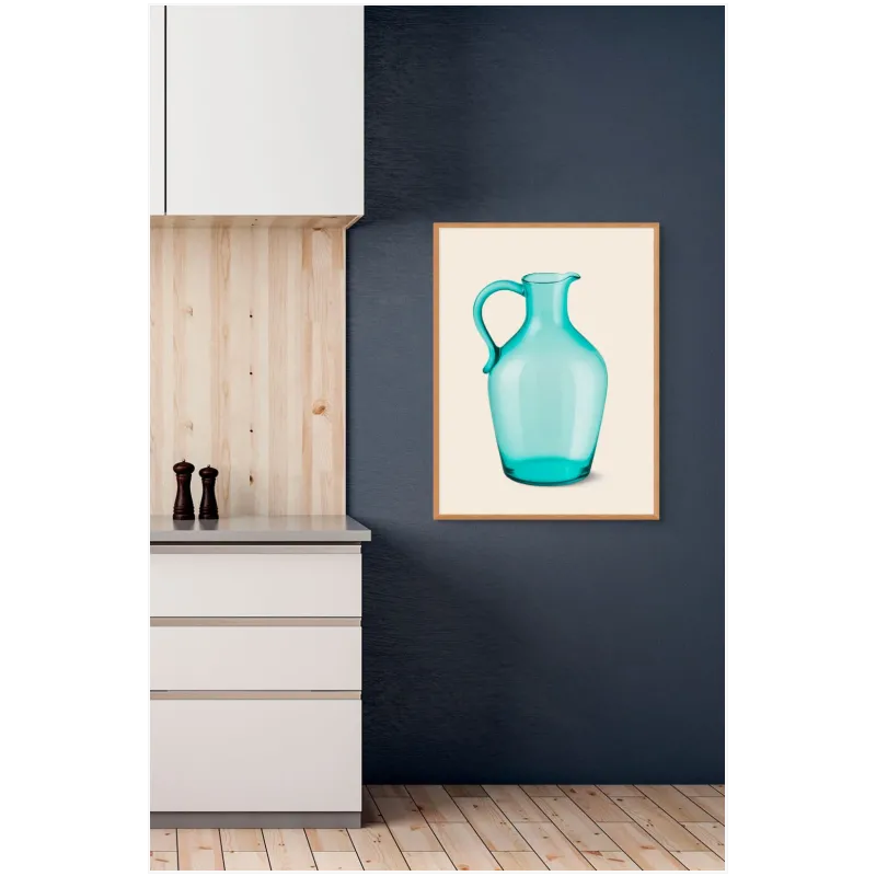 Γυάλινη Κανάτα Turquoise Minimalist Vintage Design