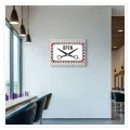 Πινακίδα Barbershop Open Ρετρό Ψαλίδι Κόκκινο Μαύρο