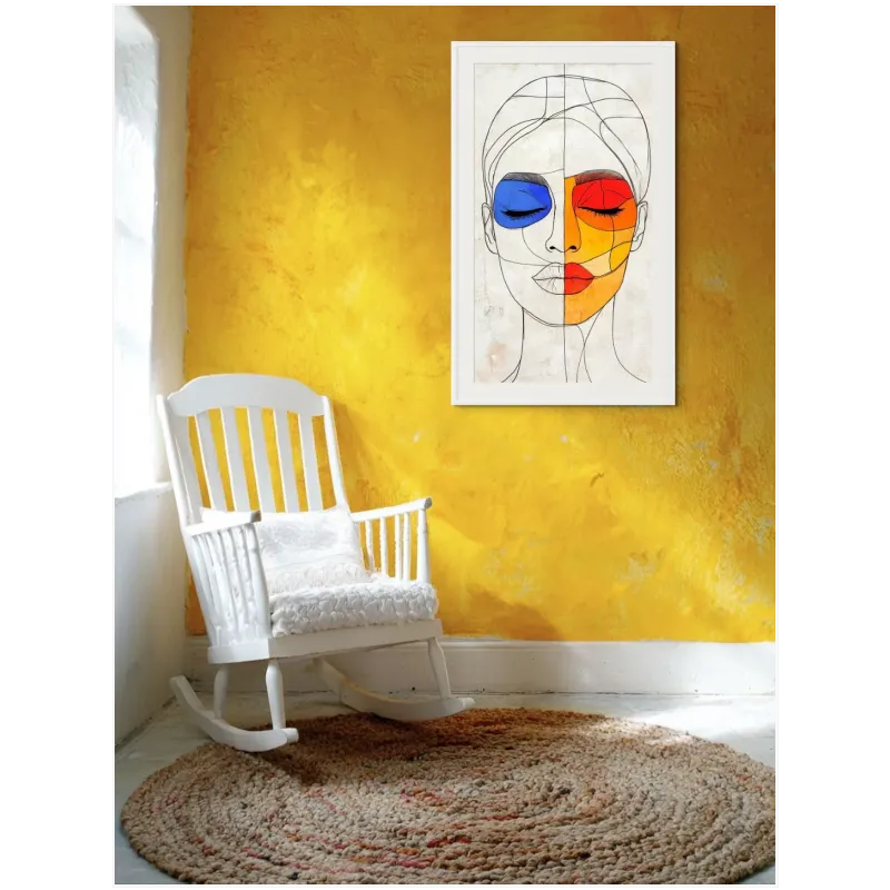 Abstract Woman Portrait Line Art Colorful Canvas