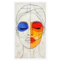 Abstract Woman Portrait Line Art Colorful Canvas