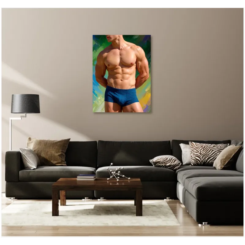 Athletic Male Torso Abstract Colorful Wall Art