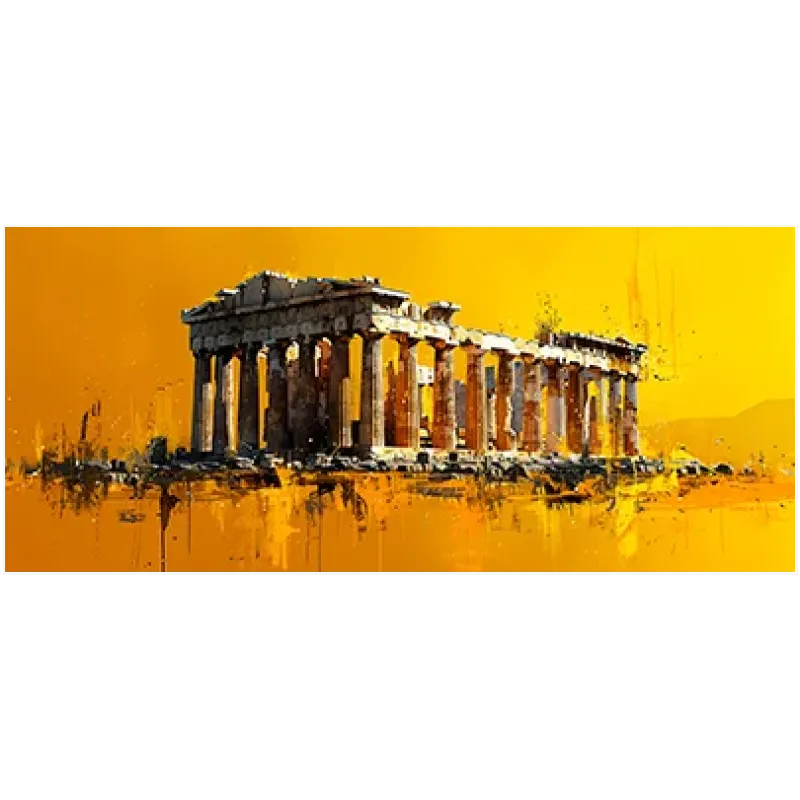 Παρθενώνας Ακρόπολη Expressive Gold Κίτρινος Πίνακας