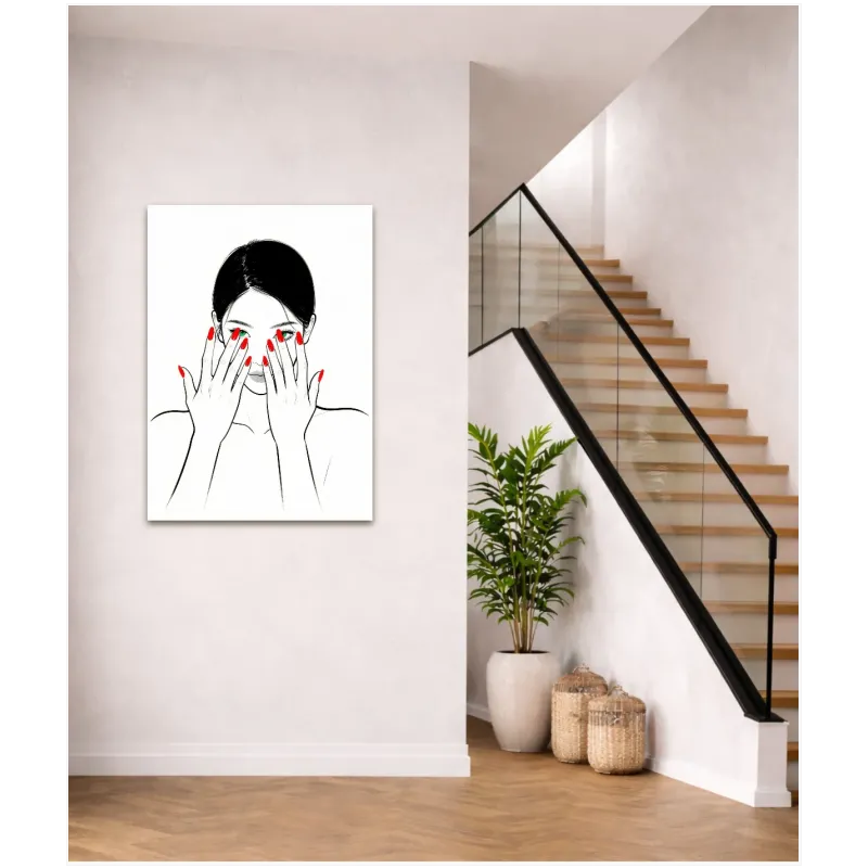 Γυναικείο Πορτραίτο Minimal Chic με Κόκκινα Νύχια
