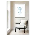 Ancient Greek Amphora Minimal Line Art Blue