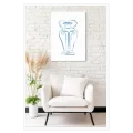 Ancient Greek Amphora Minimal Line Art Blue