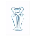 Ancient Greek Amphora Minimal Line Art Blue