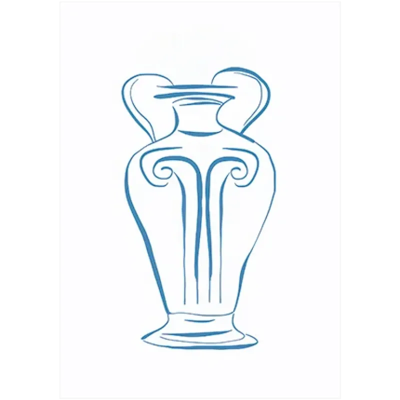 Κλασικός Ελληνικός Αμφορέας Minimal Line Art Μπλε