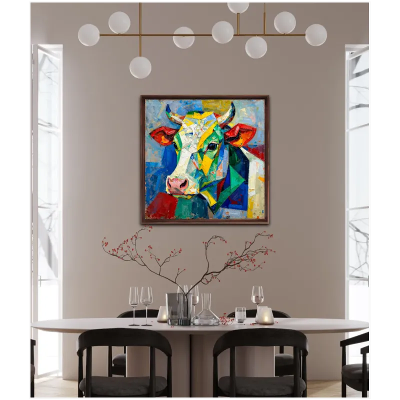 Colorful Cow Abstract Mosaic Wall Art