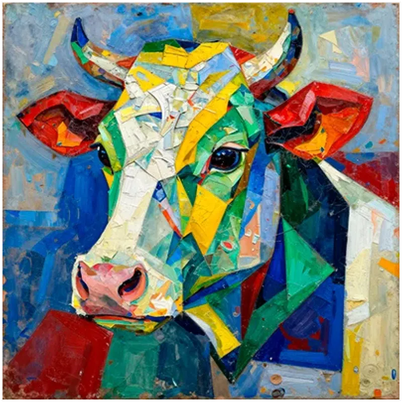 Colorful Cow Abstract Mosaic Wall Art
