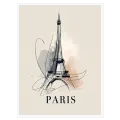 Eiffel Tower Paris Sketch Canvas Art Beige