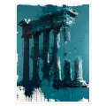 Ancient Greek Temple Modern Abstract Canvas Art Teal