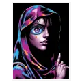 Μυστηριώδες Πορτραίτο Γυναίκας Anime με Νέον Χρώματα