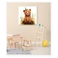 Cute Party Bear Watercolor Illustration Brown Nursery Art
