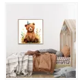 Cute Party Bear Watercolor Illustration Brown Nursery Art