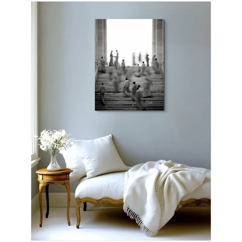 Ancient Columns and Silhouettes Black and White