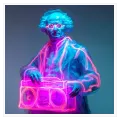 Άγαλμα Μπετόβεν με Φώτα Νέον και Boombox