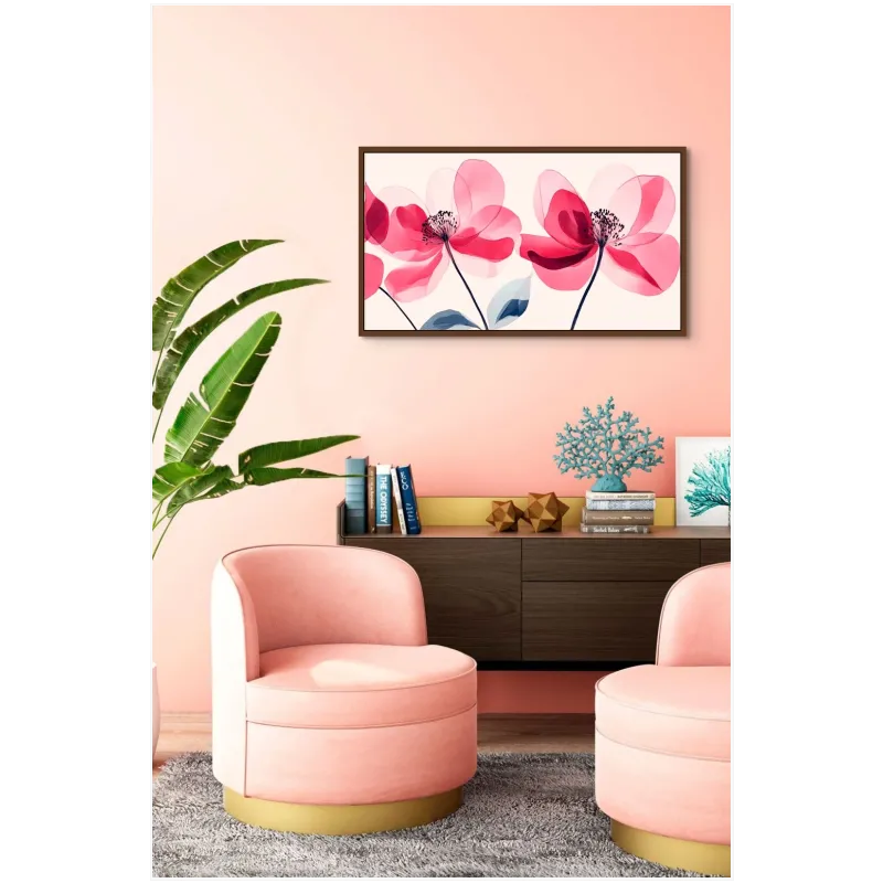 Translucent Pink Flowers Modern Botanical Canvas