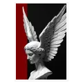 Marble Angel Statue Dramatic Red Black