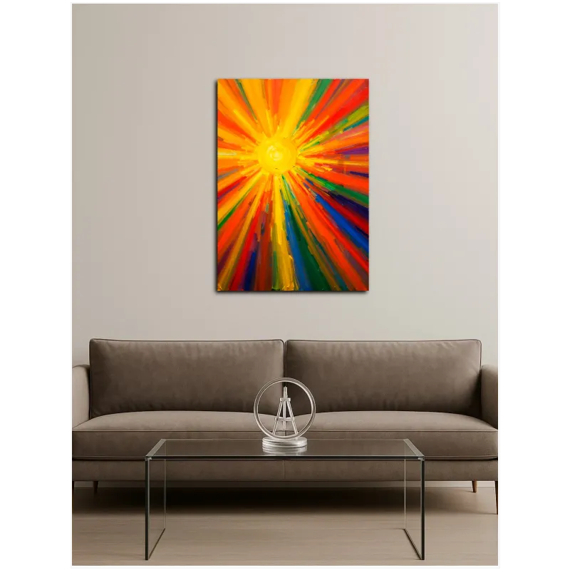 Abstract Rising Sun with Colorful Radiant Light Rays