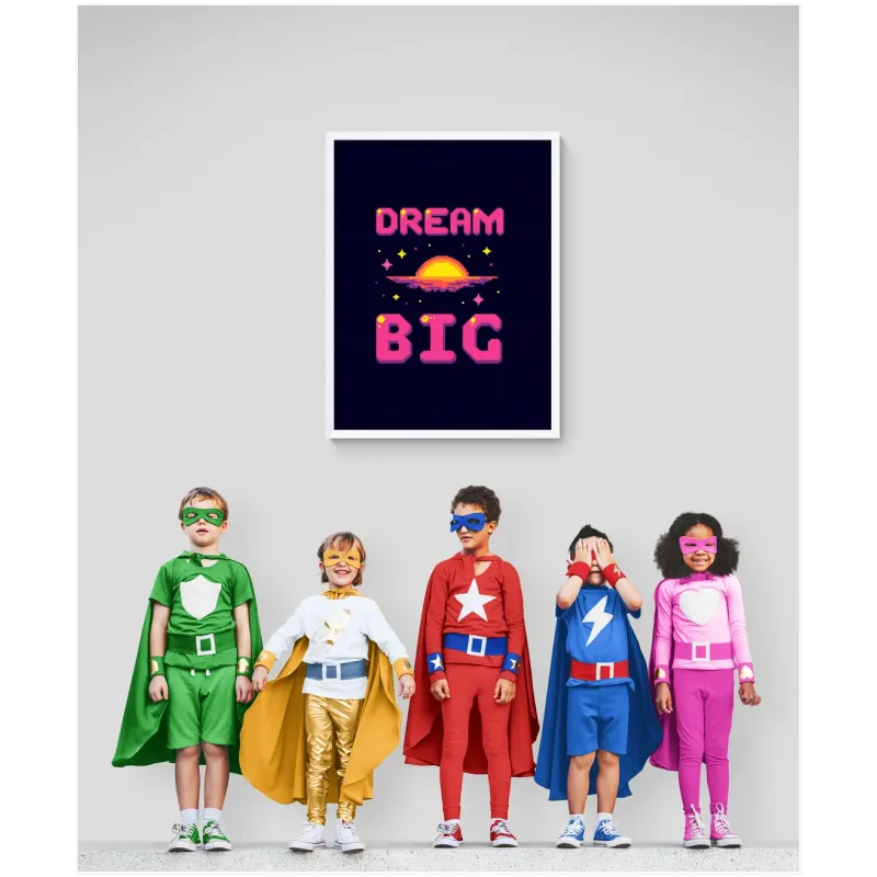 Πίνακας Dream Big Pixel Art Neon Purple
