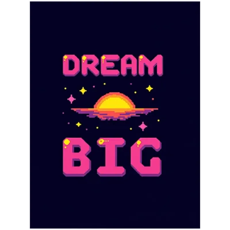 Πίνακας Dream Big Pixel Art Neon Purple