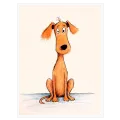 Playful Brown Dog Illustration Cute Art