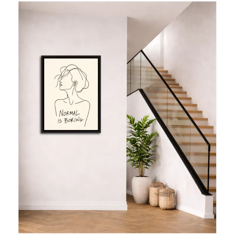Γυναικείο Πορτραίτο Line Art Normal is Boring Ασπρόμαυρο