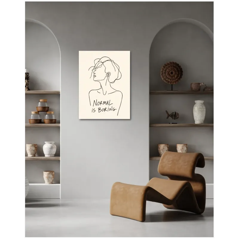 Γυναικείο Πορτραίτο Line Art Normal is Boring Ασπρόμαυρο