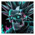 Μεταλλική Νεκροκεφαλή Cyberpunk Πάνκ με Φωτισμό Νέον