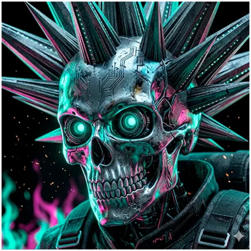 Μεταλλική Νεκροκεφαλή Cyberpunk Πάνκ με Φωτισμό Νέον