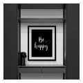 Κείμενο Be Happy Μινιμαλιστικό Ασπρόμαυρο Καρδιά