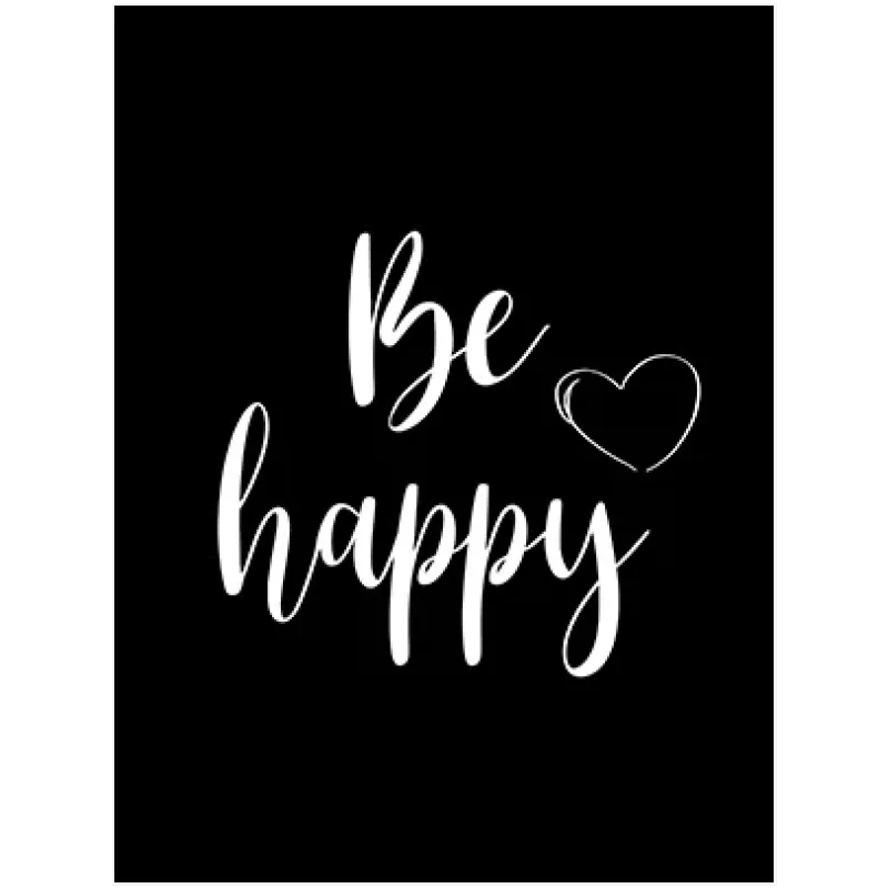 Κείμενο Be Happy Μινιμαλιστικό Ασπρόμαυρο Καρδιά