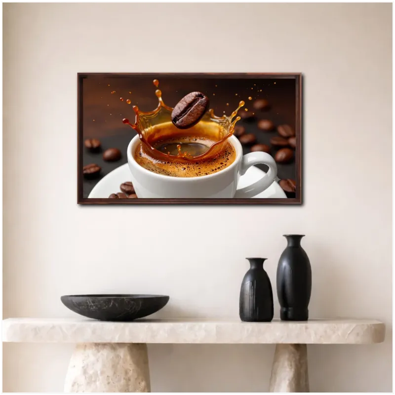Dynamic Coffee Bean Splash Warm Brown Canvas Art