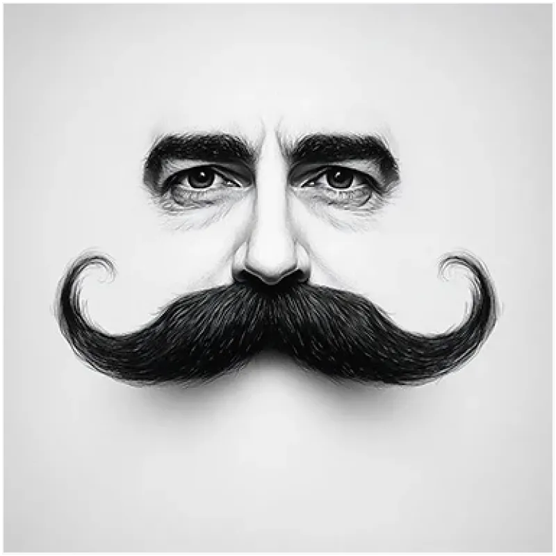 Ασπρόμαυρο Πορτραίτο Άνδρα με Μουστάκι Vintage Στυλ